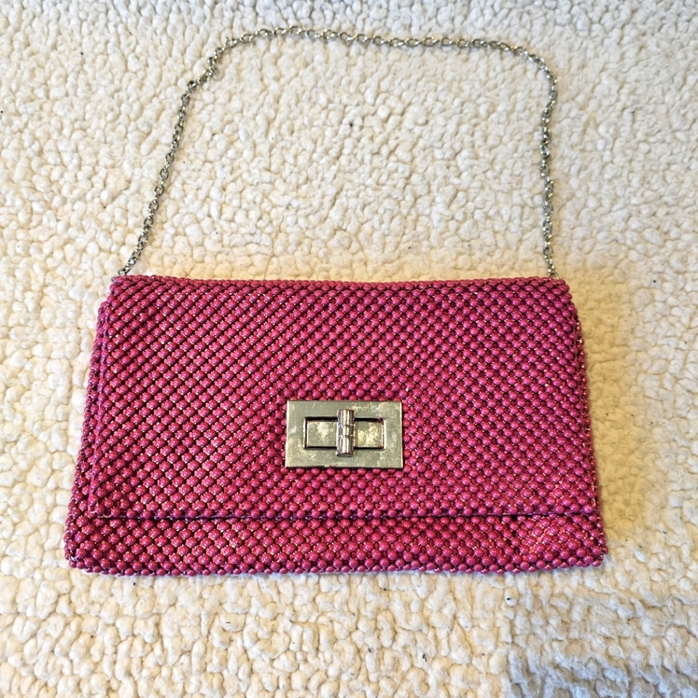 Lulu Townsend hot pink beaded clutch/handbag